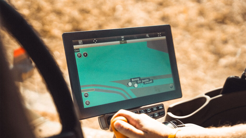 computer with map of corn field