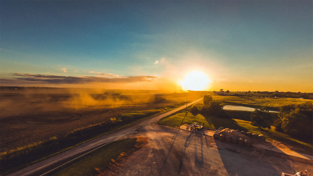 Sunrise over farm